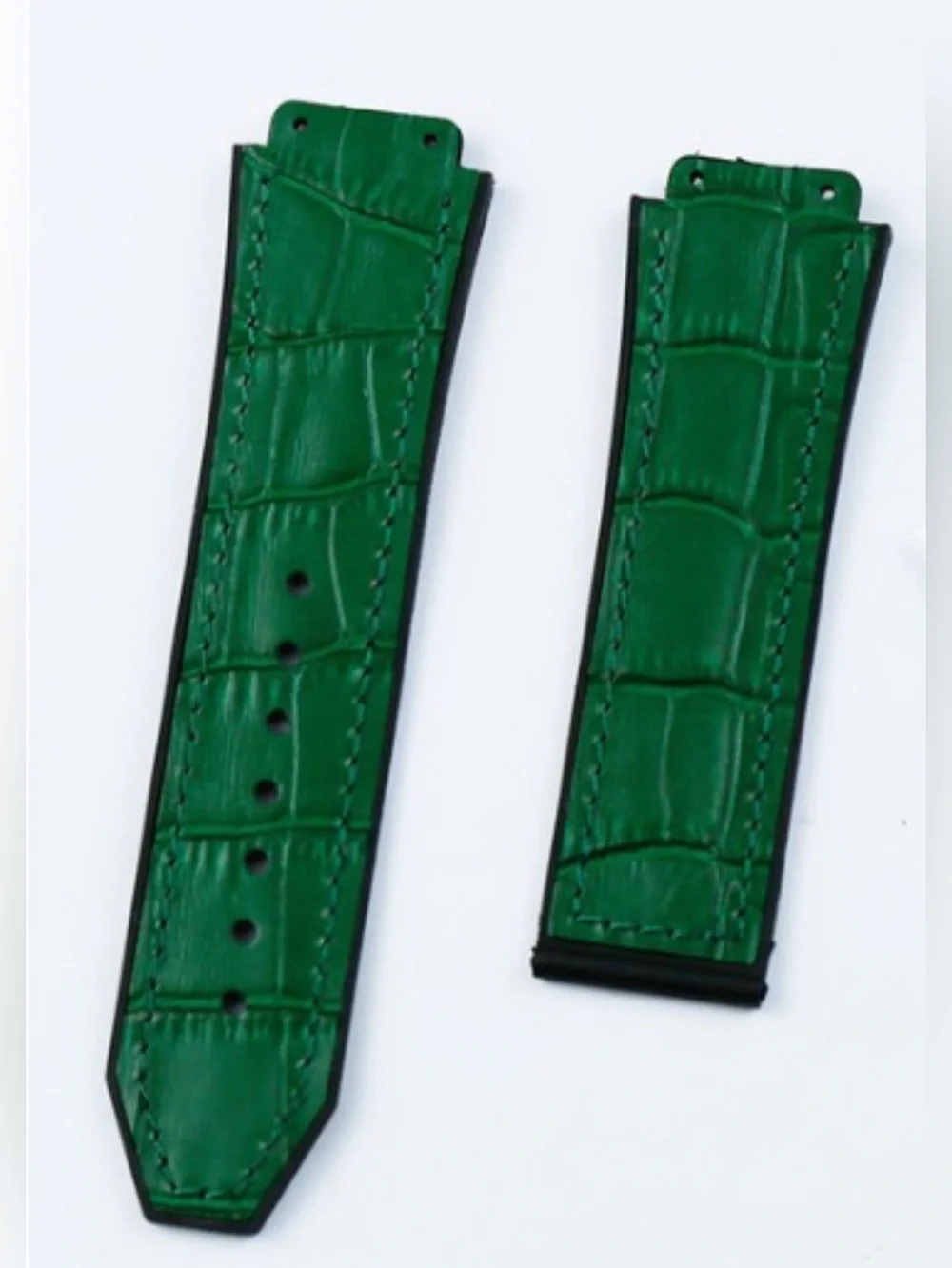✅Rubber Alligator  Grain  Leather Watch Band  For HUBLOT Watches SIZE 25MM